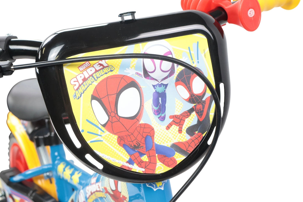 Bicicletta per Bambini 12" Marvel Spidey Freno Caliper e Stabilizzatori in Acciaio Hi-Ten Azzurro
