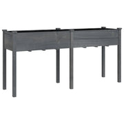 Fioriera | Cassetta per fiori | Vaso con Fodera Grigia 161x45x76cm Legno Massello di Abete