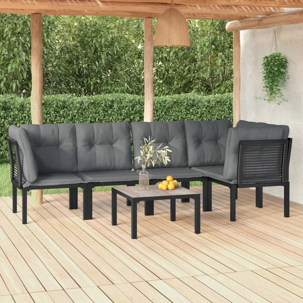 Set Salotto da Giardino 6 pz | Set di Mobili da Esterno in Polyrattan Nero e Grigio