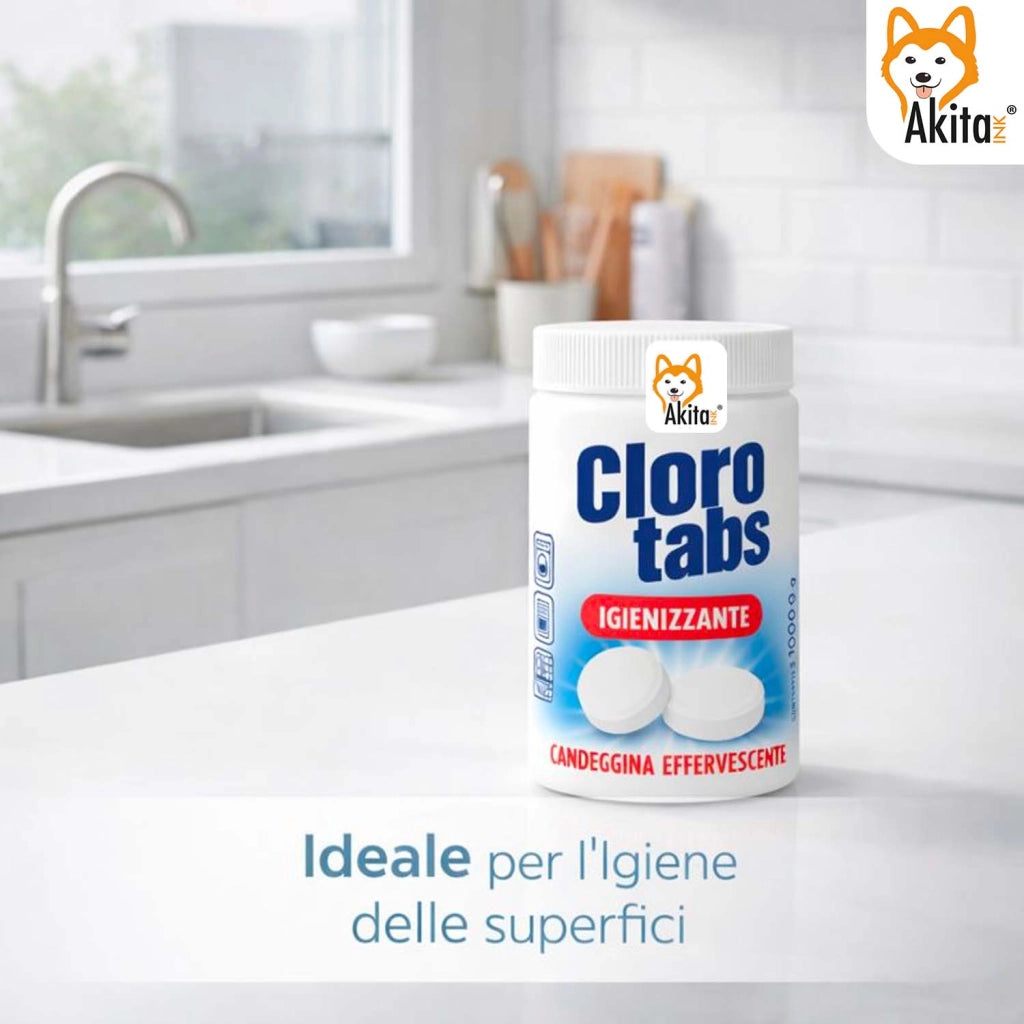 Akitaink Cloro Tabs 1kg Pastiglie Multiuso Candeggina