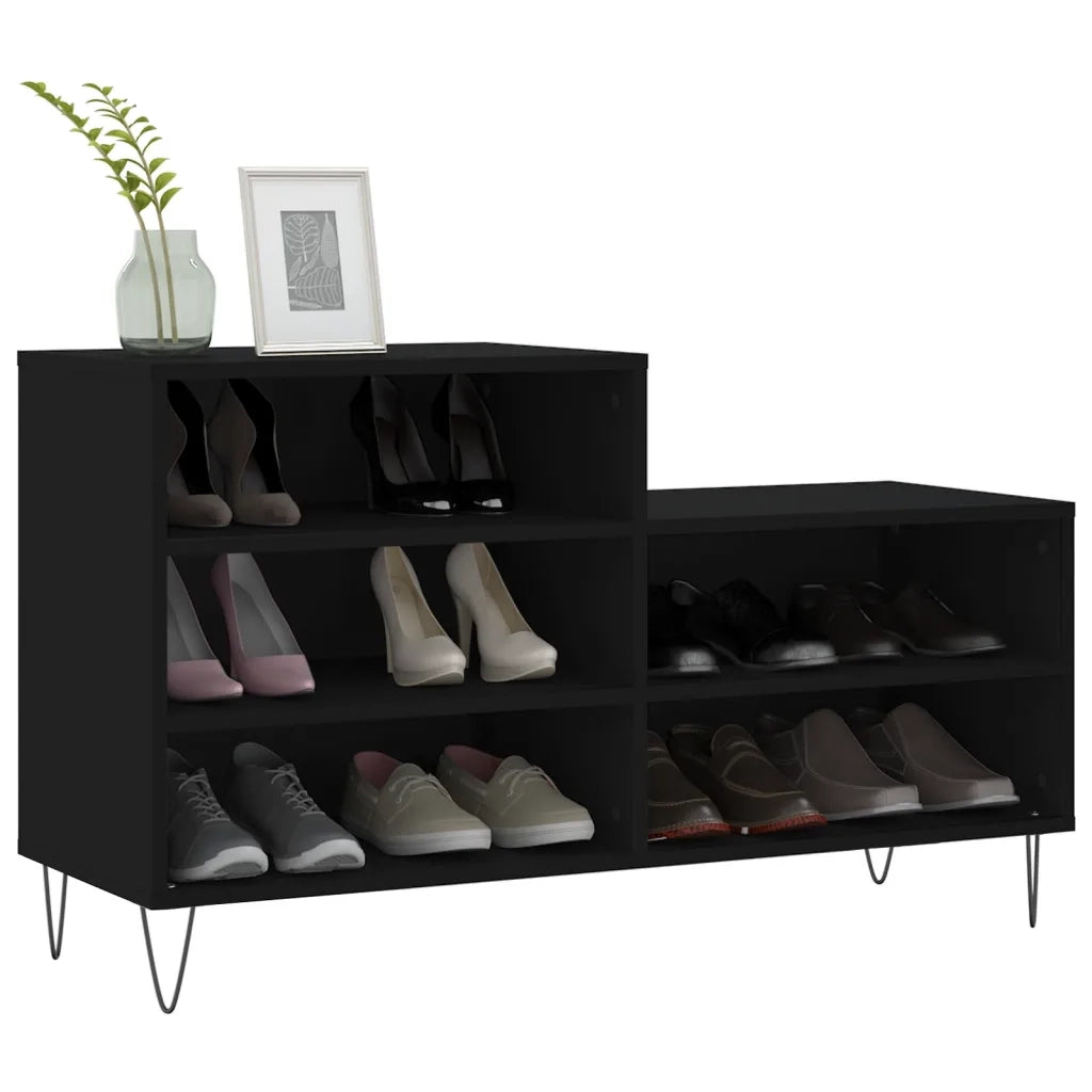 Scarpiera-Scaffale per scarpe Nera 102x36x60 cm in Legno Multistrato 492778