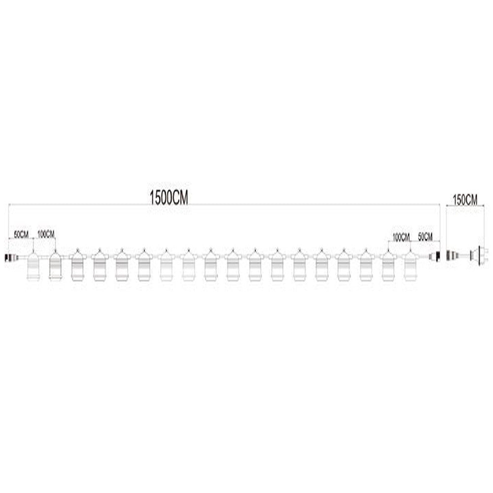 Trade Shop - Catena Luminosa Con 15 Portalampada E27 Luci Decorative Prolungabile Ip54 P01-s01-15 - Bianco