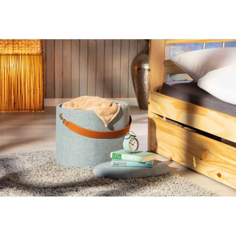 Pouf Inter Link con contenitore e maniglia in ecopelle colore grigio