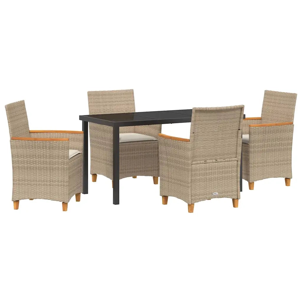 Set da Pranzo per Giardino 5 pz Beige polyrattan 3381102