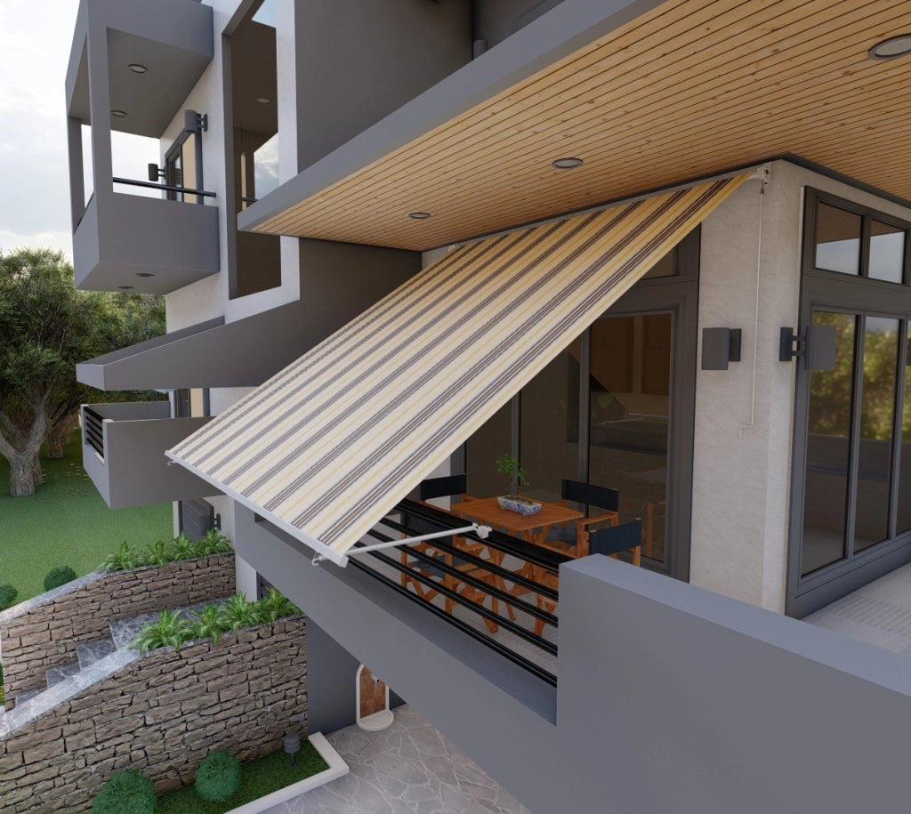 Tenda da sole per balcone con bracci, impermeabile 300cm Beige Marrone Golisa