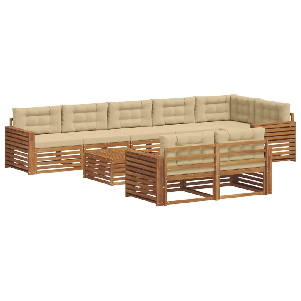 Set di divani da esterno con cuscino 9 pcs Naturale e Beige