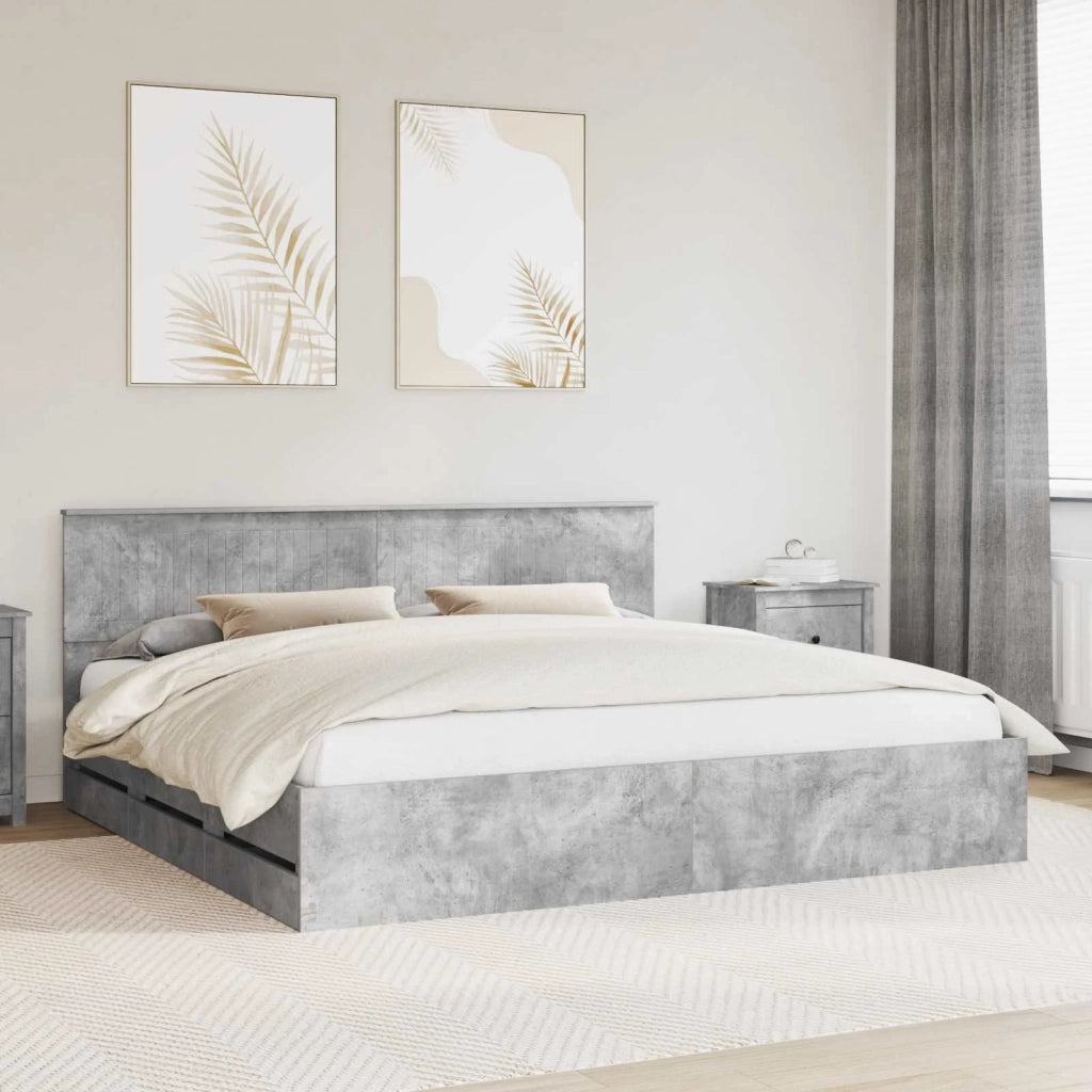 Struttura del letto con cassetto Grigio cemento 200 x 200 cm