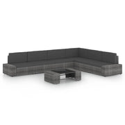 Set di mobili da giardino mobili da esterno 7 pezzi con cuscini resina intrecciata grigia 02_0017223