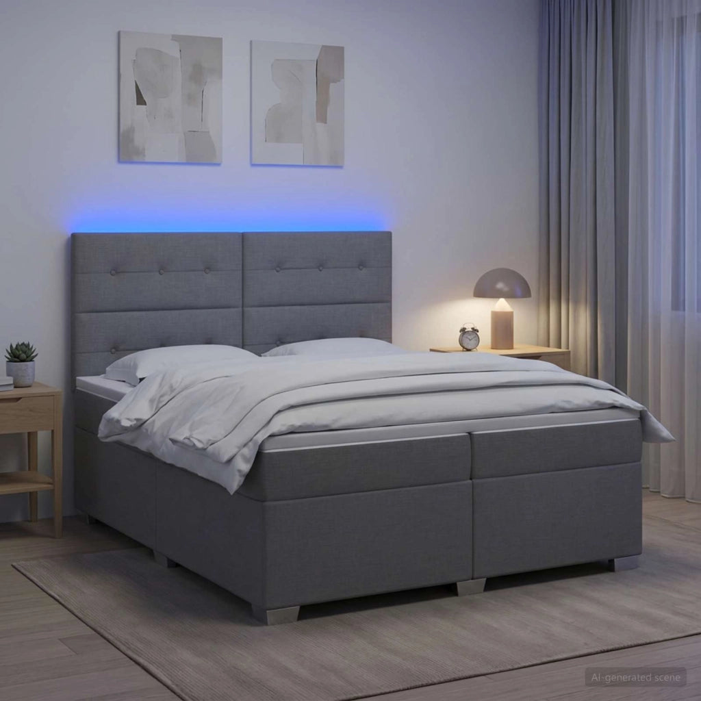 Letto box spring con materasso Grigio Chiaro 200 x 200 cm 3454950