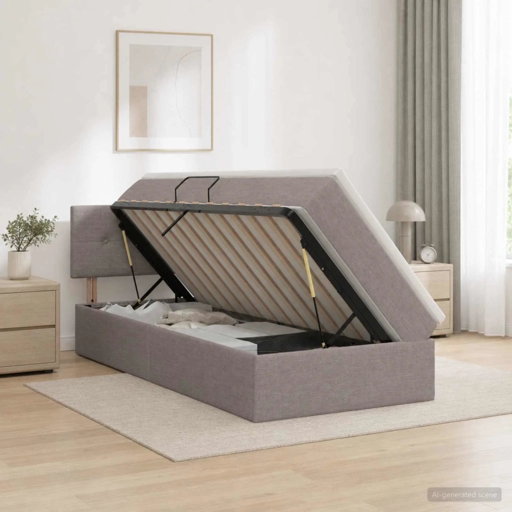Letto con contenitore LED e materasso Tortora 100 x 200 cm 3459045