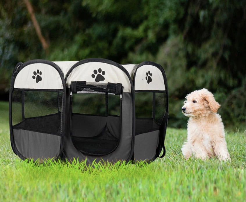 VALORA Box per cani/gatti - Recinto pieghevole ottagonale per animali domestici 74x74x43cm x 20