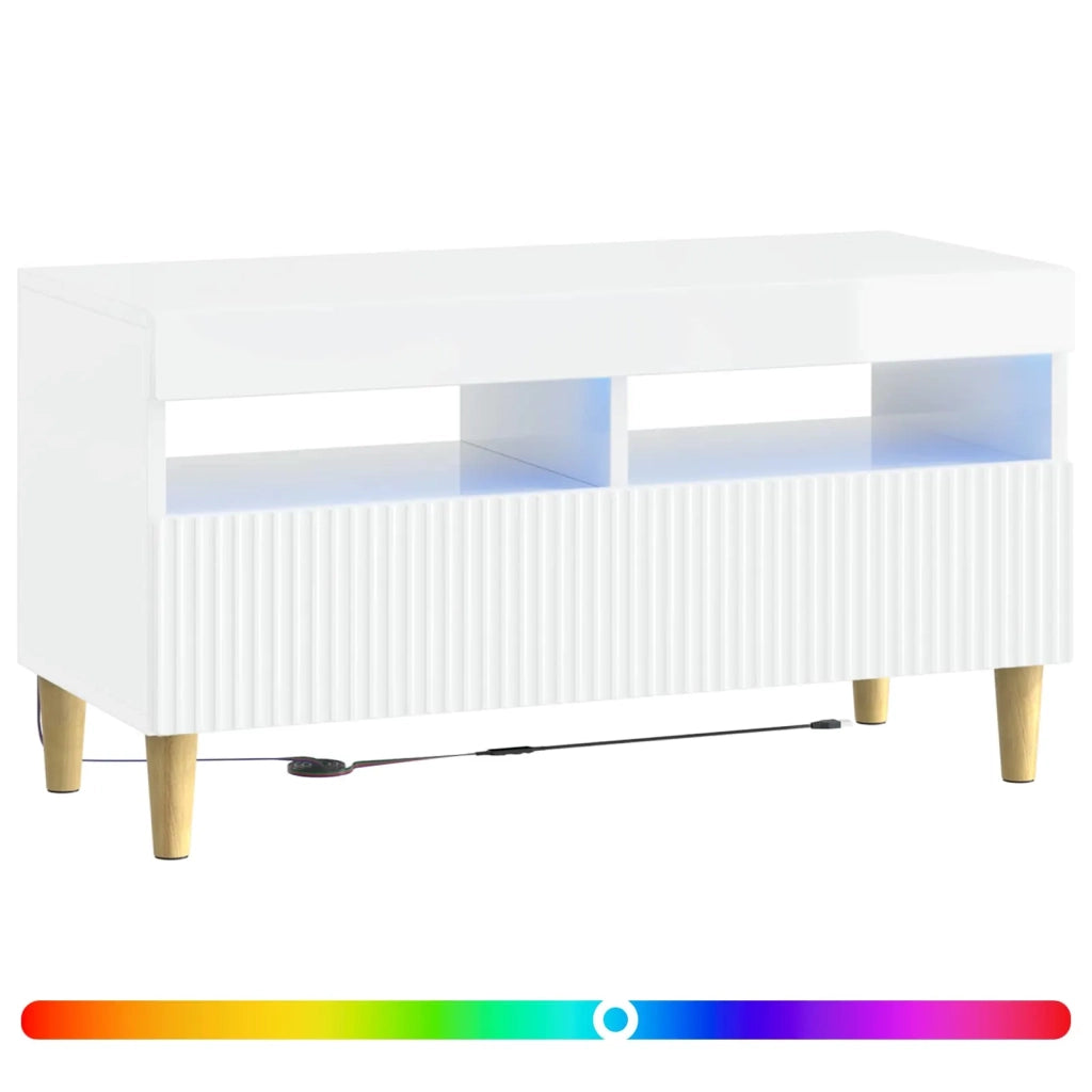 Mobile TV LED Bianco Lucido Legno ingegnerizzato 896779