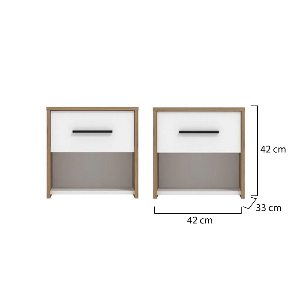 Secli, Comodino un Cassetto, 42x33x42h cm Marrone Rovere Nodi
