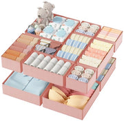 Sistema di organizzazione della valigia - Organizzatore della valigia, Scatola di stoccaggio, Organizzatore di sottovesti pieghevole, Organizzatore della cameretta per abiti, reggisen, calze, pantofole, 12 pezzi, Rosa