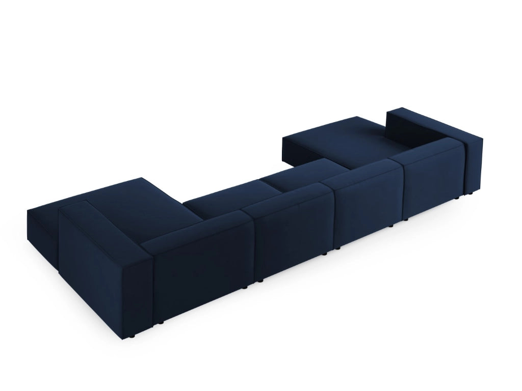 Cosmopolitan Design - Divano panoramico "Arendal" 6 posti in velluto blu reale 