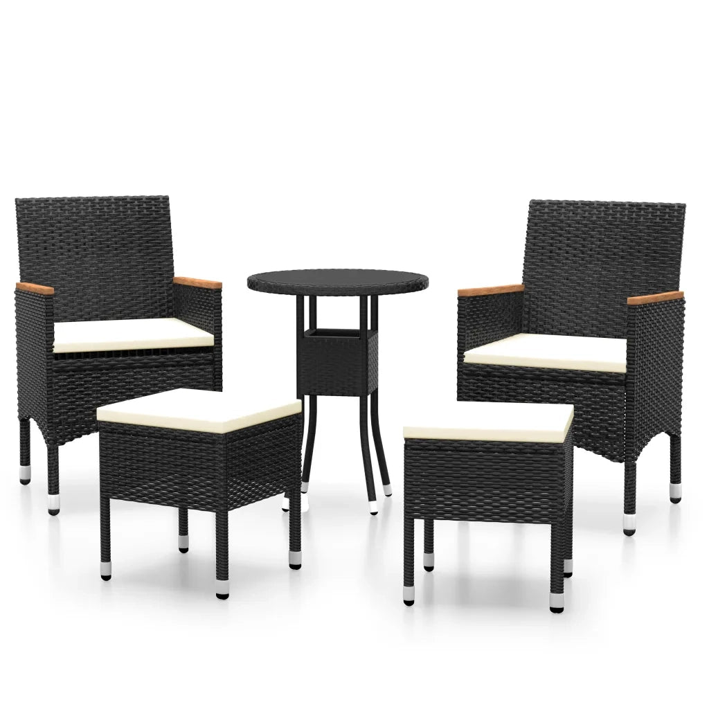 Set Divani da Giardino 5 pz | Set Salotto da Giardino in Polyrattan Nero