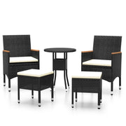Set Divani da Giardino 5 pz | Set Salotto da Giardino in Polyrattan Nero