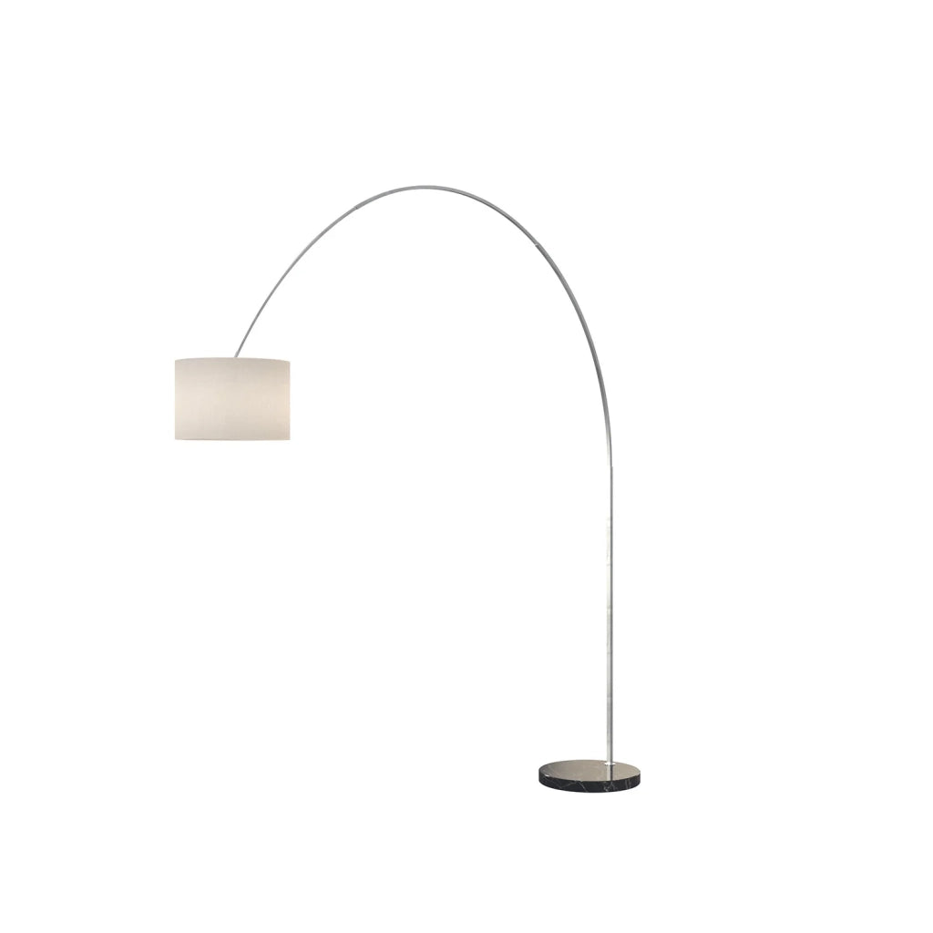 Piantana Contemporanea Turning Marmo Nero Tessuto Bianco 1 Luce E27