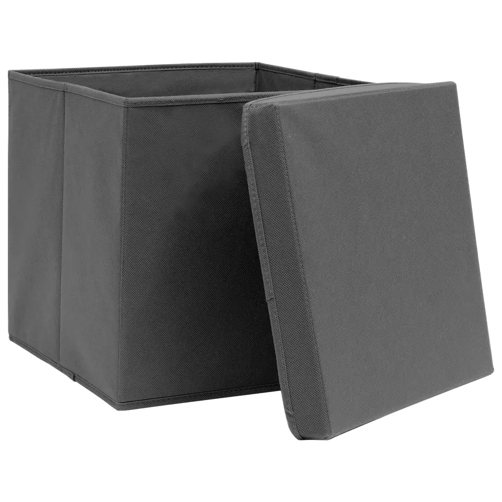 Scatole Portaoggetti con Coperchi 10 pz Grigi 32x32x32cm Tessuto CFW7063433