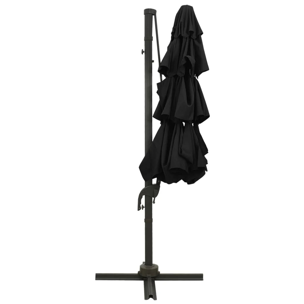 Ombrellone a quattro livelli con palo in alluminio 3 x 3 m nero 02_0008791