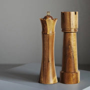 Set di Molitore di Sale e Pepe - Meccanismo Ceramico - 20cm - Legno - Disegno a Scacchiera
