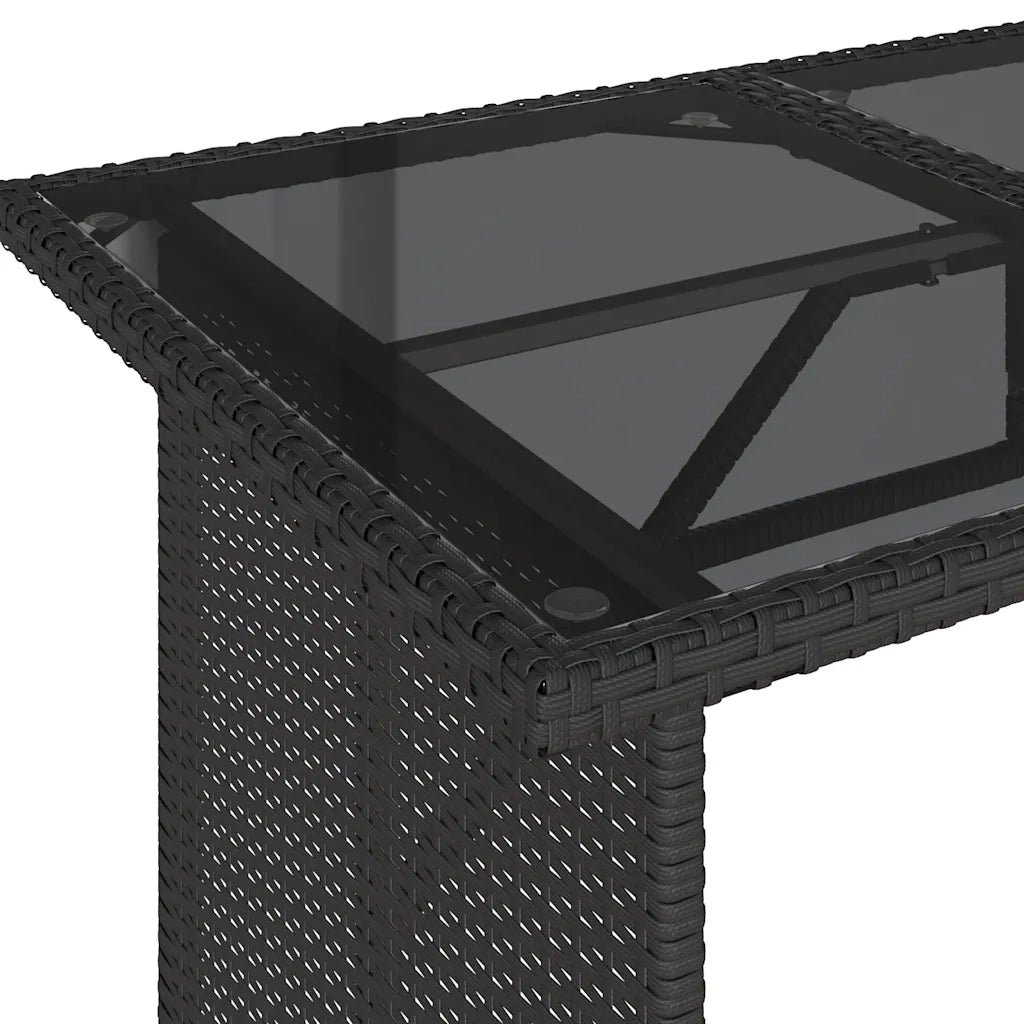 Tavolo da Giardino Piano in Vetro Nero 110x68x70 cm Polyrattan 366350