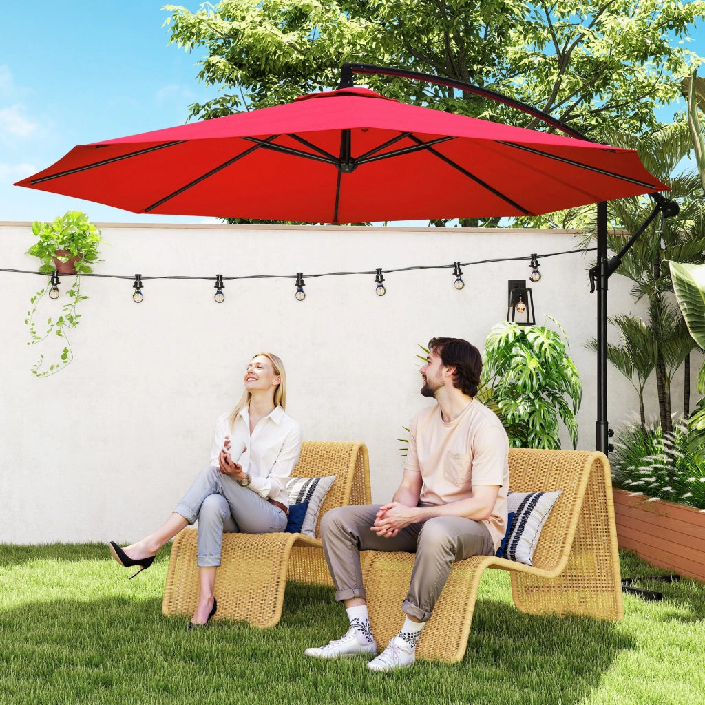 Ombrellone da Giardino Octagonale Inclinabile ¨C zephmum ¨C 3 x 2.5 m, Rosso Bordo
