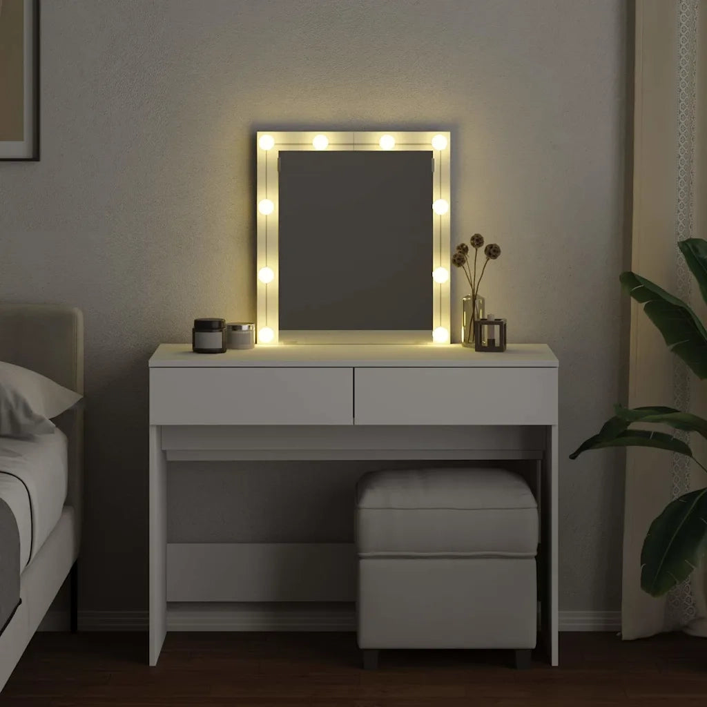 Toeletta | Tavolo da Trucco con LED Bianco 100x40x130 cm