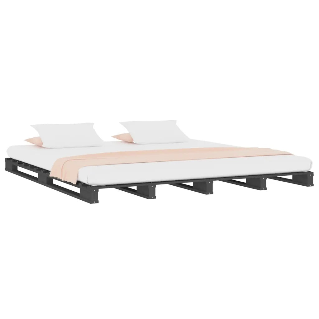 Letto a Pallet Grigio 120x200 cm in Legno Massello di Pino 821389