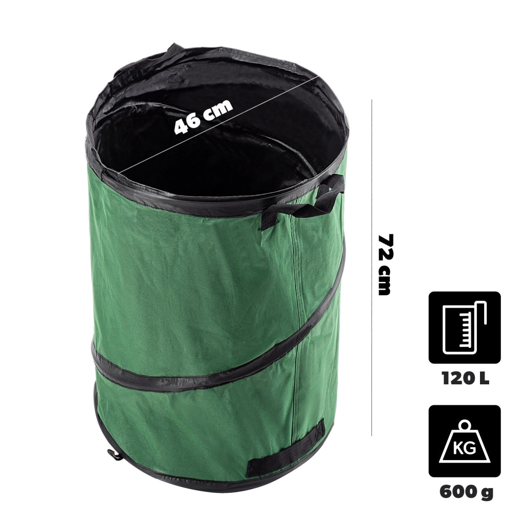 KADAX Sacchetto per foglie, rifiuti da giardino, pieghevole, resistente, con maniglie, 120 L