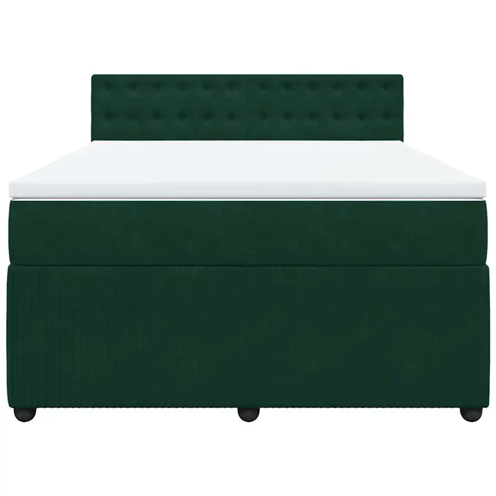Giroletto a Molle con Materasso Verde Scuro 160x200 cm Velluto