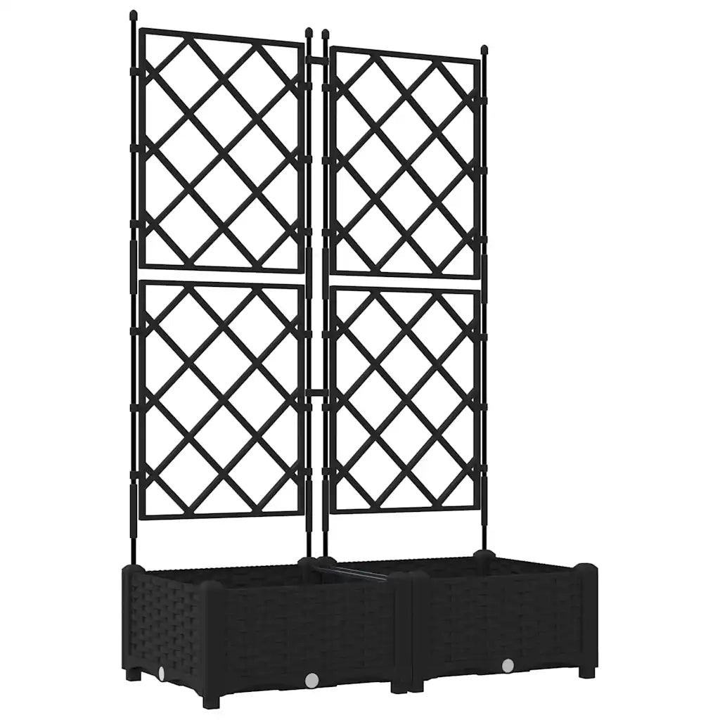 2 pz Fioriere | Cassetta per fiori | Vaso da giardino Nero 80 x 40 x 125,5 cm Plastica