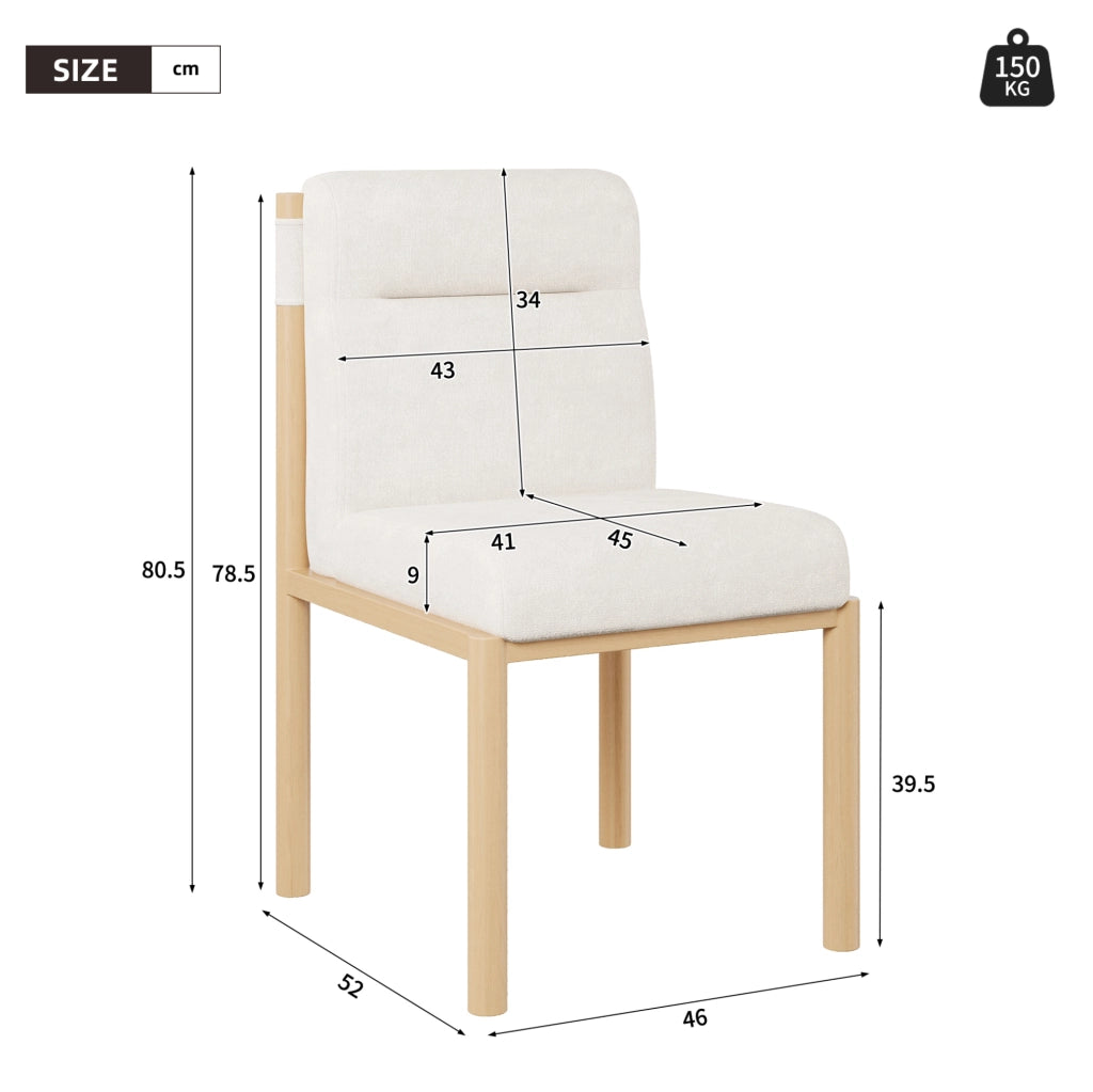 Set di 2 sedie da pranzo in Sherpa beige con struttura in metallo; design moderno
