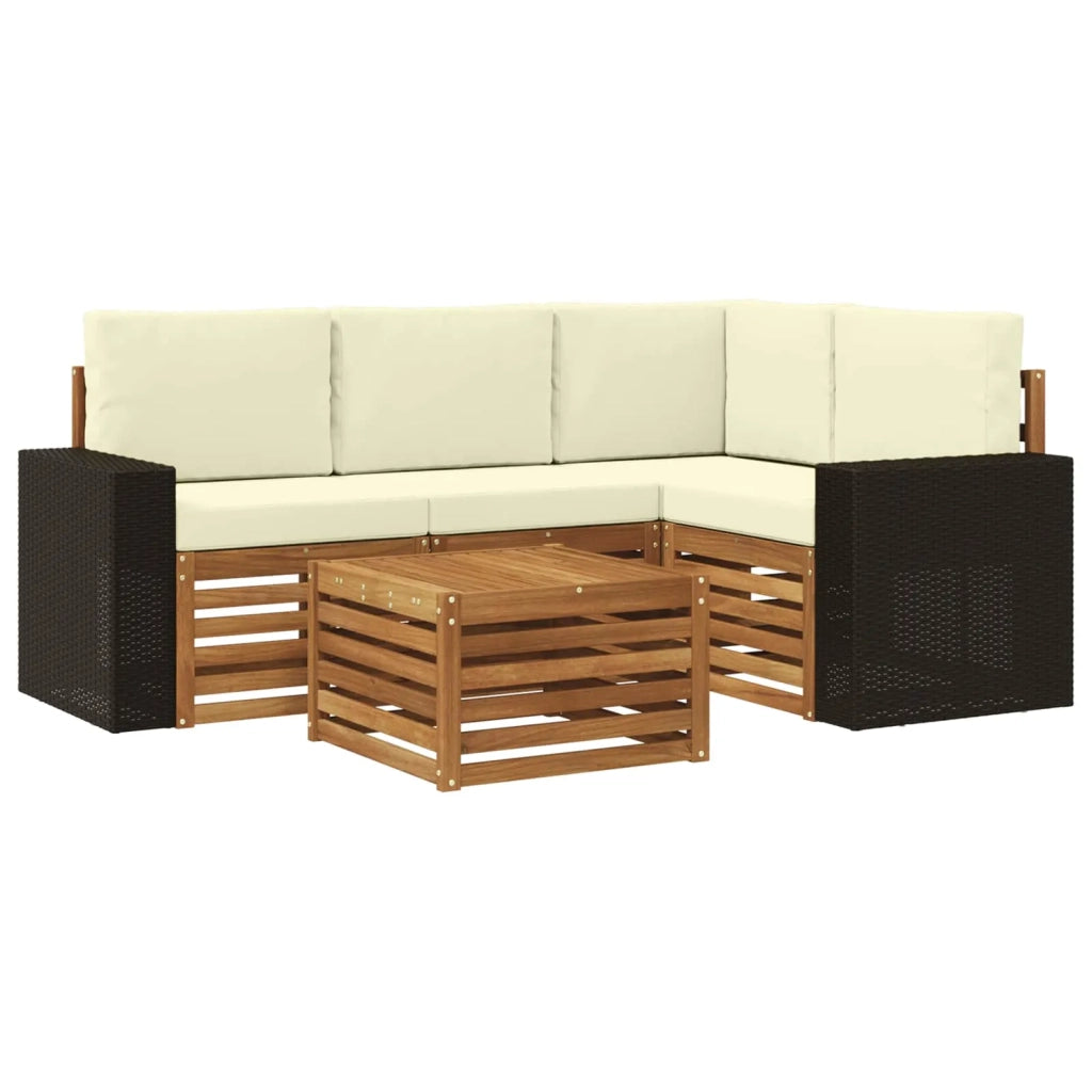 Set di divani da esterno 5 pcs Naturale e Crema 59 x 59 x 37 cm