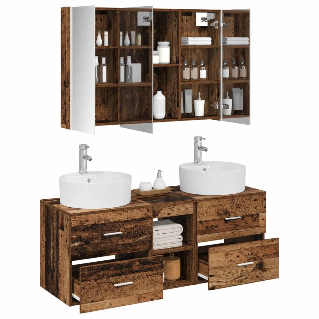 Set di mobili per il bagno 4 pcs Legno antico 3406909