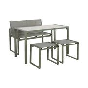 Set tavolo da giardino incastrabile in acciaio e textilene con 4