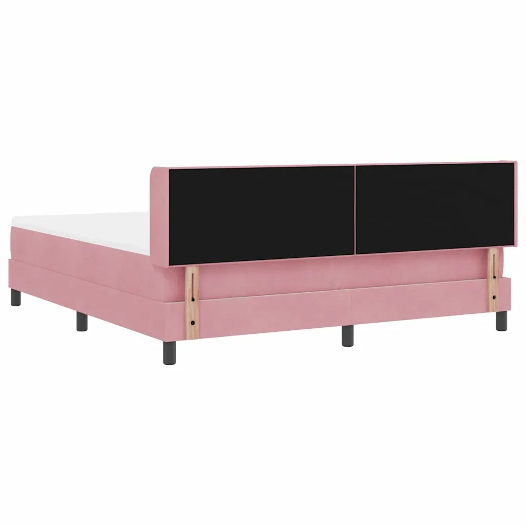 Letto a molle con testiera Rosa 200 x 180 cm Velluto 3341485