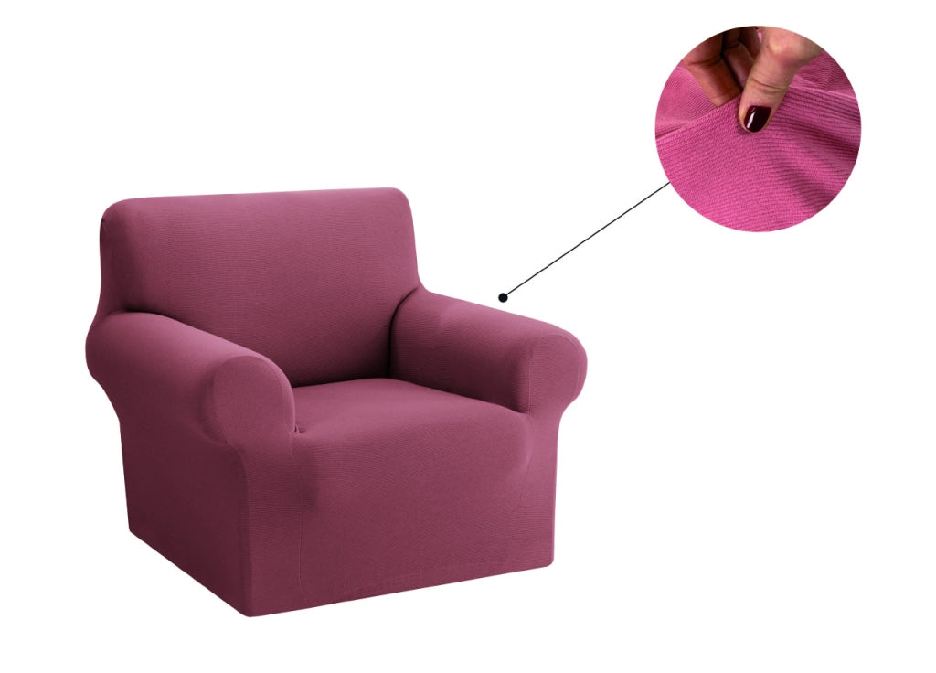 Copridivano Copriseduta Sofà Elasticizzato Tinta Unita Smile Tessuto Millerighe - Poltrona - Rosa Antico