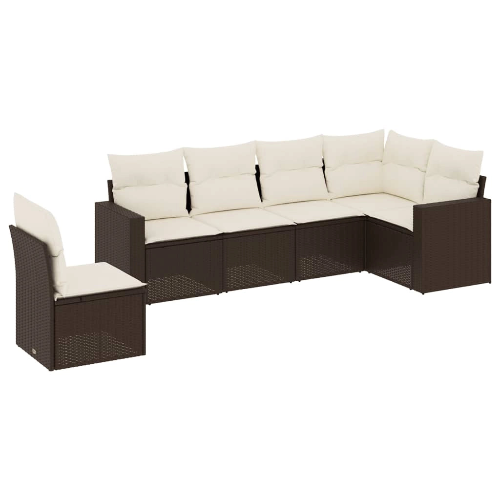 Set Divano da Giardino 6 pz con Cuscini Marrone in Polyrattancod mxl 88012