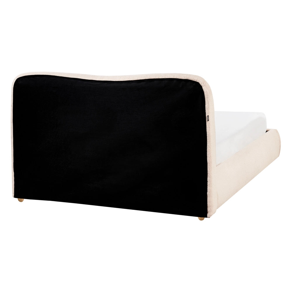 Letto matrimoniale con contenitore 140 x 200 cm bouclé beige chiaro stile minimalista