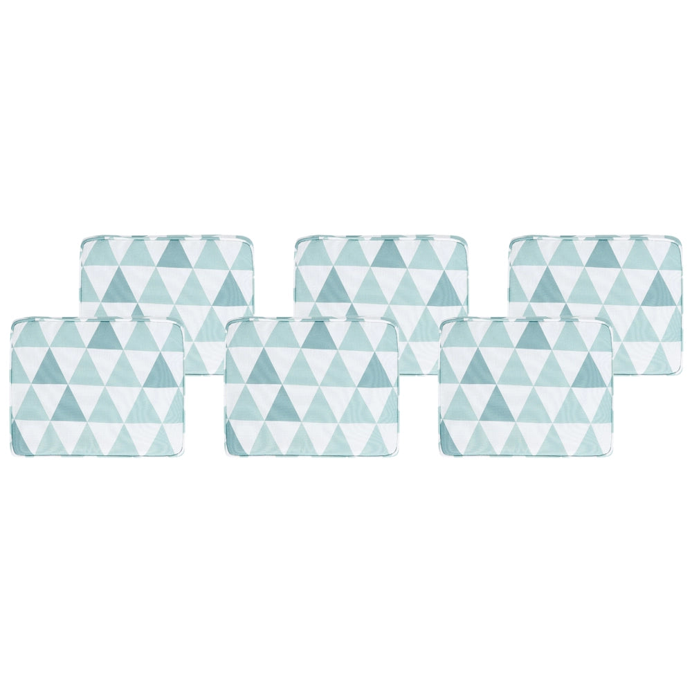 Set di 6 cuscini per sedie da esterno azzurro e bianco 31 x 39 cm giardino terrazzo tessuto resistente