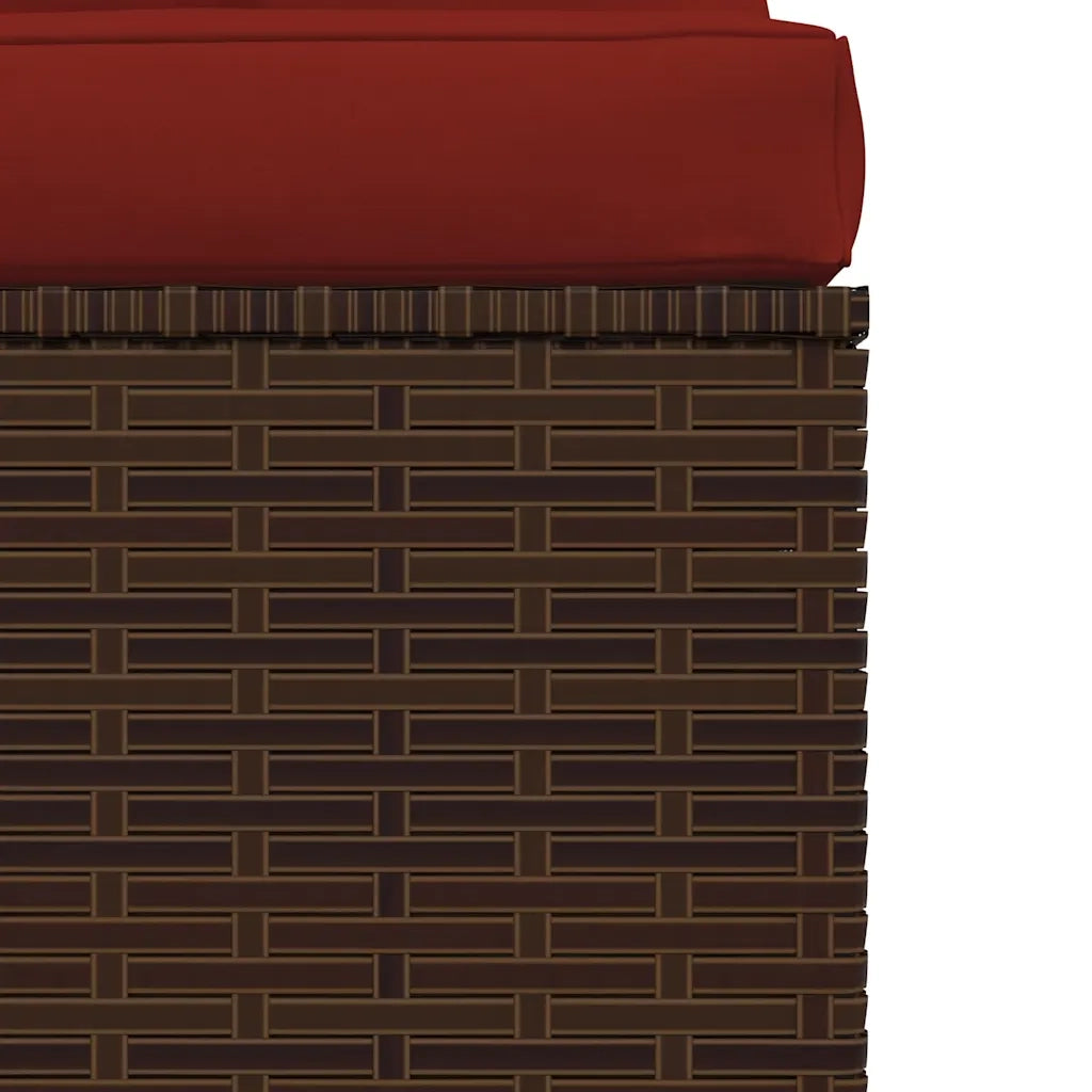 Divano Centrale da Giardino con Cuscini in Polyrattan Marrone 317548