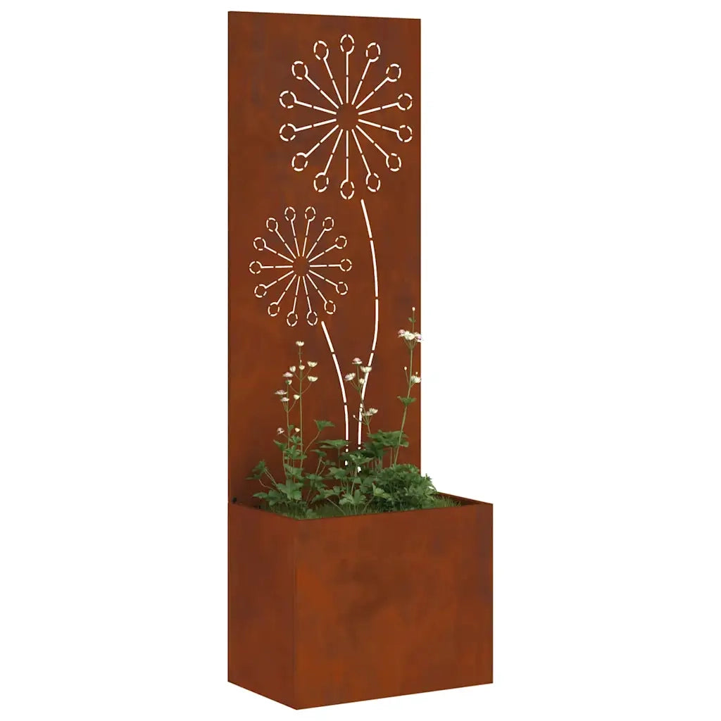 vidaXL Vaso da Giardino con Pannello Decorativo Ruggine 50 x 140 cm