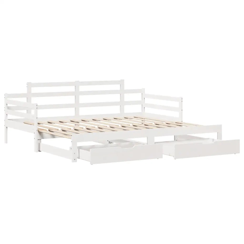 Letto Estraibile con Cassetti senza Materasso-Struttura Letto con contenitore Bianco 80x200 cm 320529