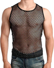 Tank top uomo con maniche corte e design mesh - Maglietta sexy - Maglietta trasparente per uso interno