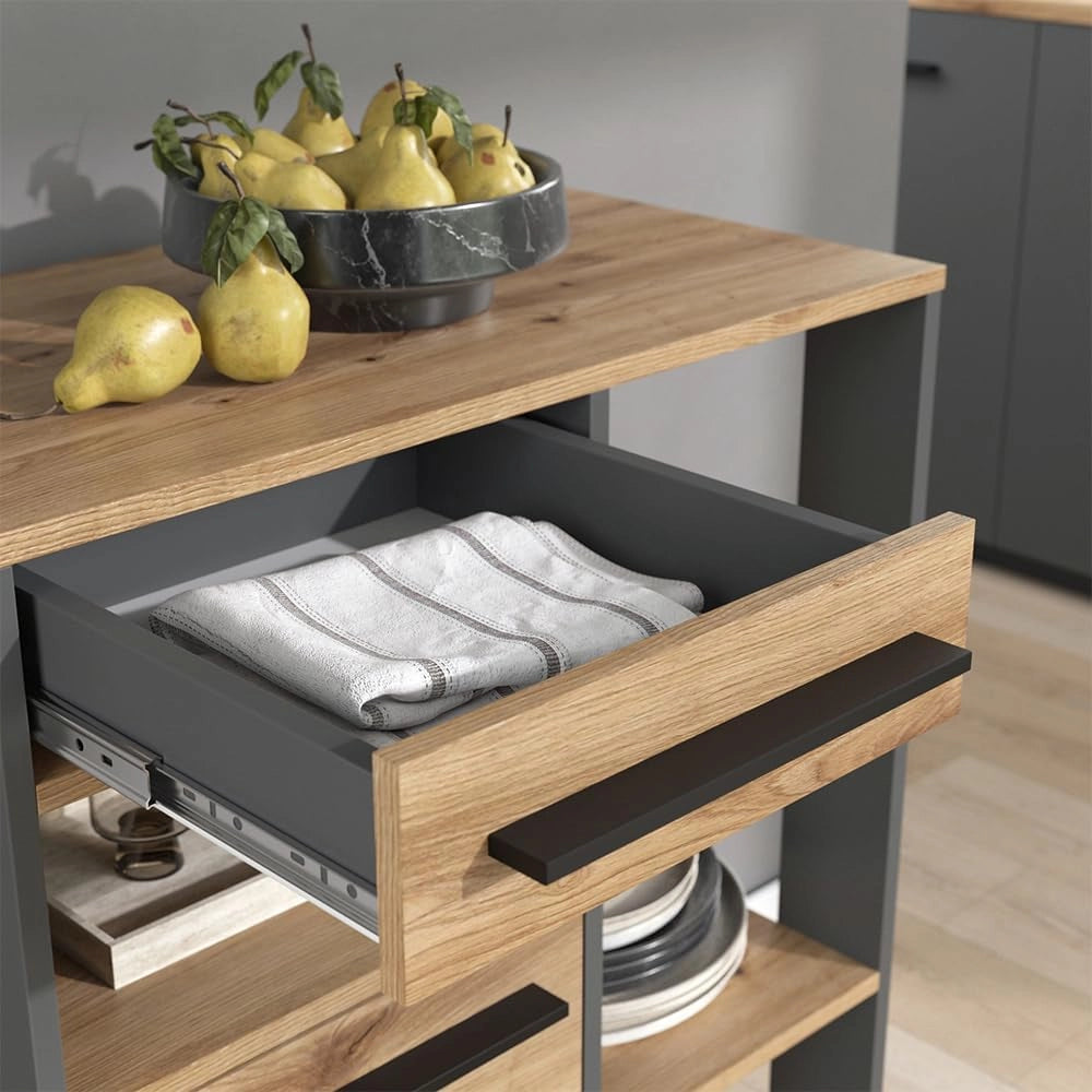 Buffet da cucina Pure, Rovere artigianale/Antracite, 72.2 x 41.9 cm, con ripiani regolabili in altezza per un utilizzo flessibile