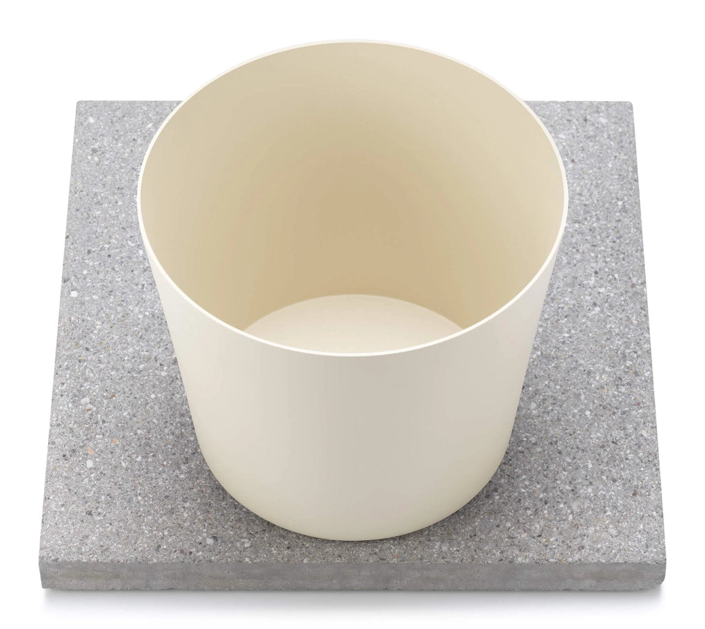 Base con Vaschetta per Fontane con Ghiera Piccola 40x40x5 cm in Cemento Belfer 42/BSE/4 Avorio