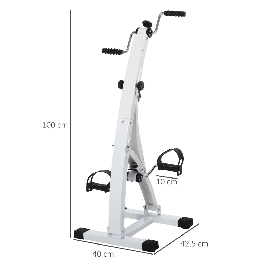 Pedaliera Braccia e Gambe con Display LED, Altezza e Resistenza Regolabile, per Casa, Bianco, 40x42.5x100cm