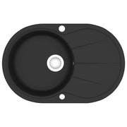 Lavello da Cucina in Granito Vasca Singola Ovale Nero CFW6175995