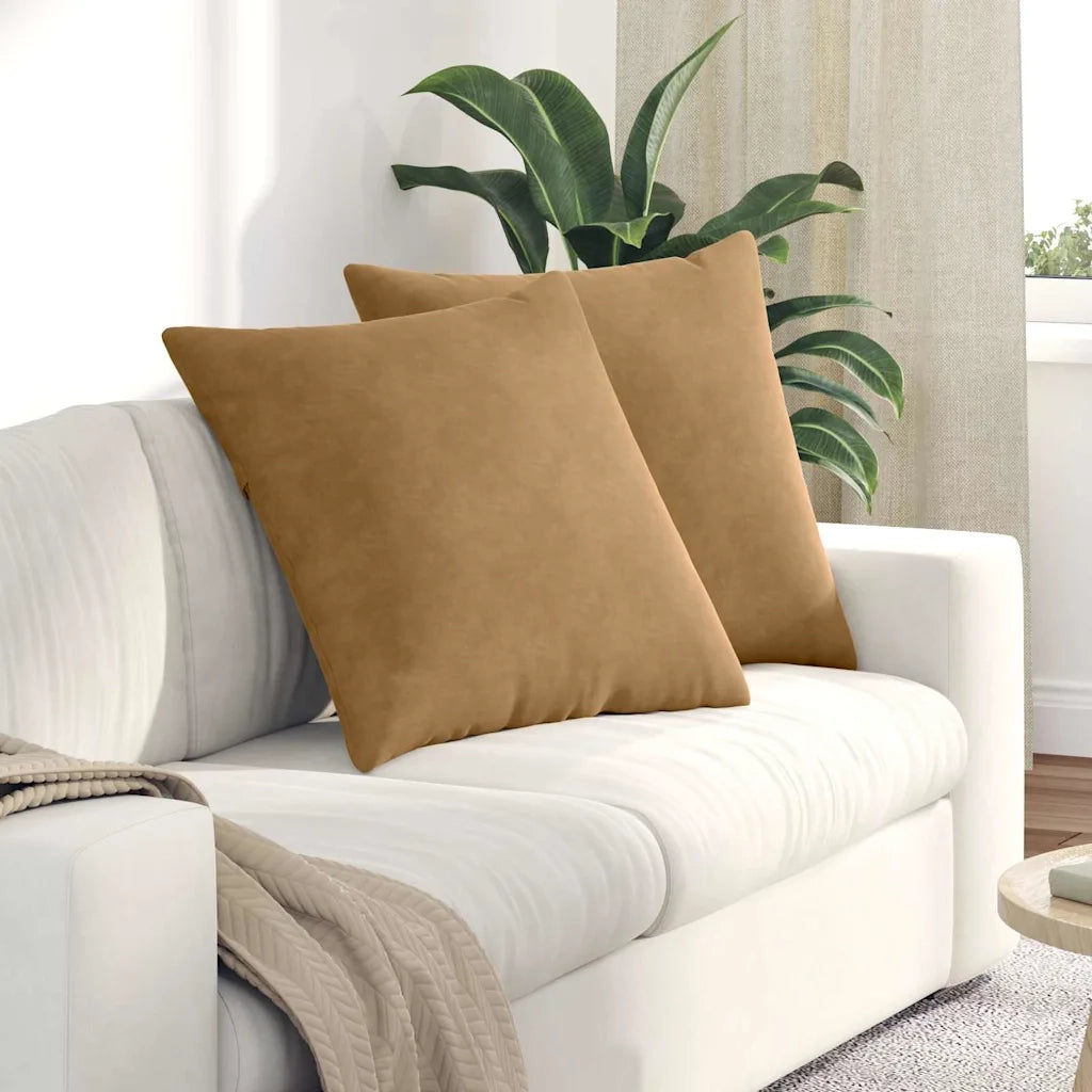 Cuscini da Divano 2 pz-Set di 2 Cuscini per Sofa Marrone 80 x 80 cm Tessuto in Cords